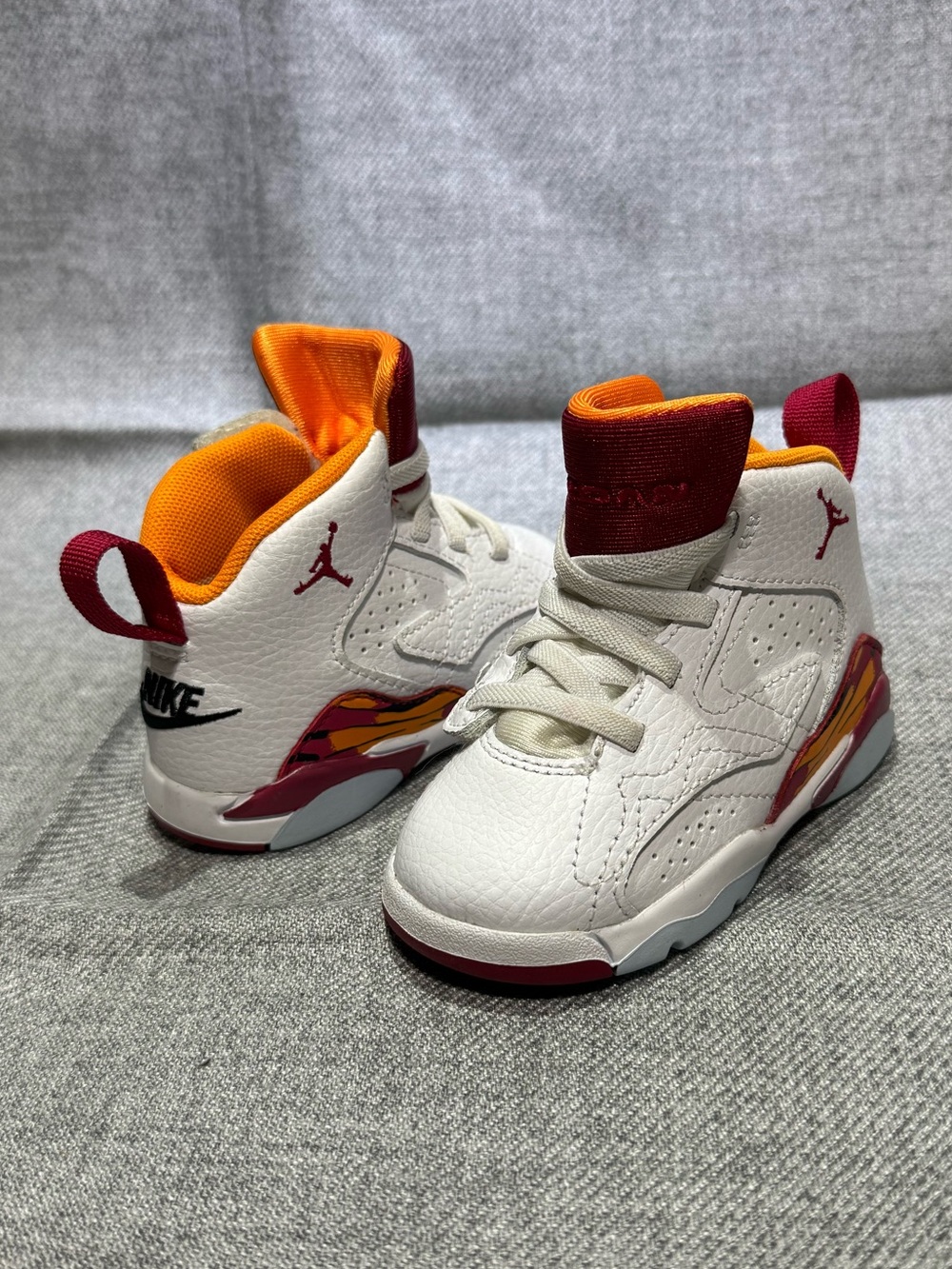 Air Jordan 6 Retro Toddler Size 5C White Red Orange Baby Sneakers